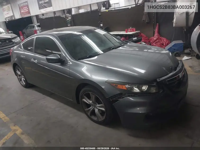 2011 Honda Accord 3.5 Ex-L VIN: 1HGCS2B83BA003267 Lot: 45238488