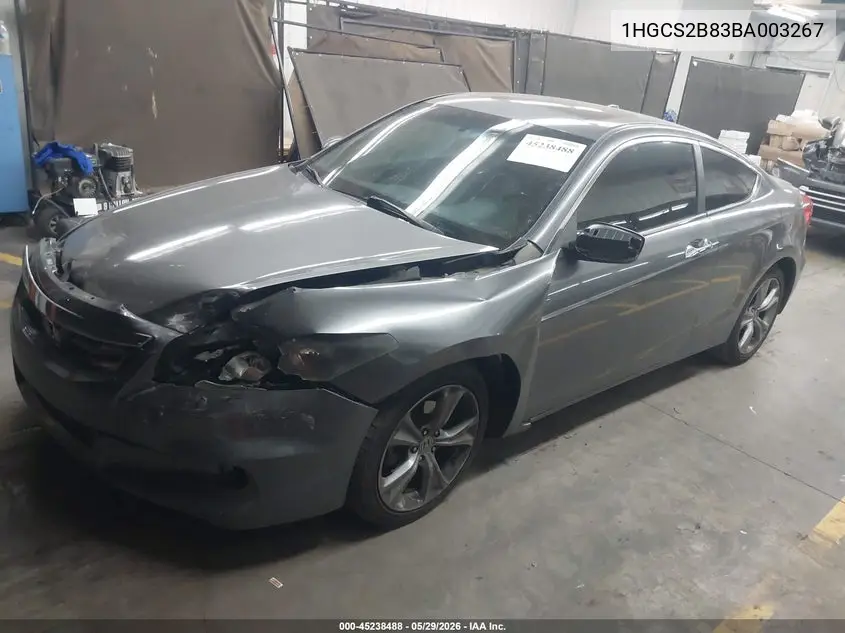 2011 Honda Accord 3.5 Ex-L VIN: 1HGCS2B83BA003267 Lot: 45238488