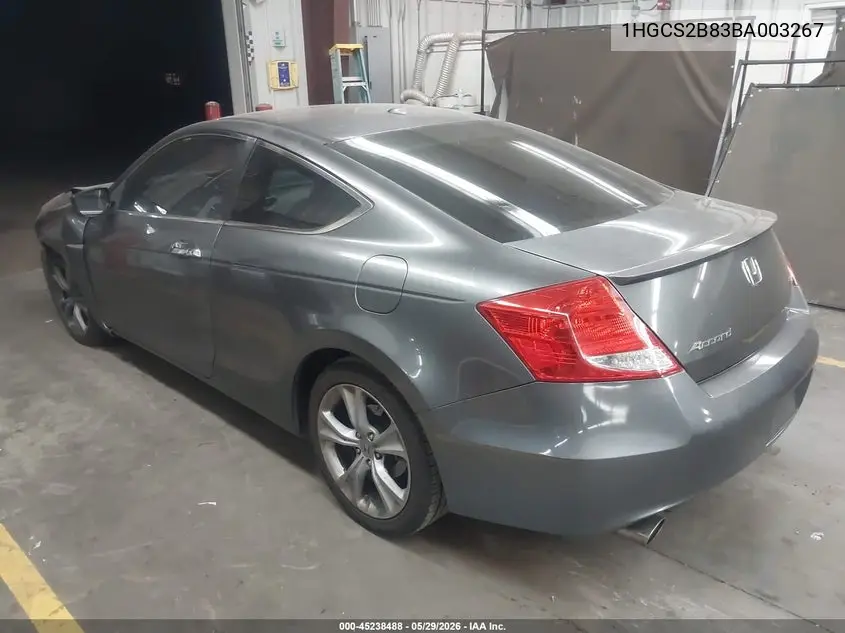 2011 Honda Accord 3.5 Ex-L VIN: 1HGCS2B83BA003267 Lot: 45238488