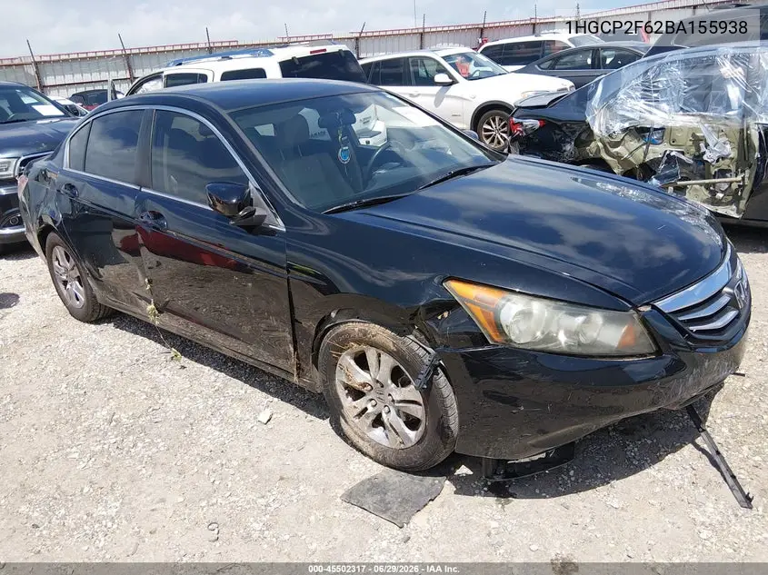 2011 Honda Accord 2.4 Se VIN: 1HGCP2F62BA155938 Lot: 45502317