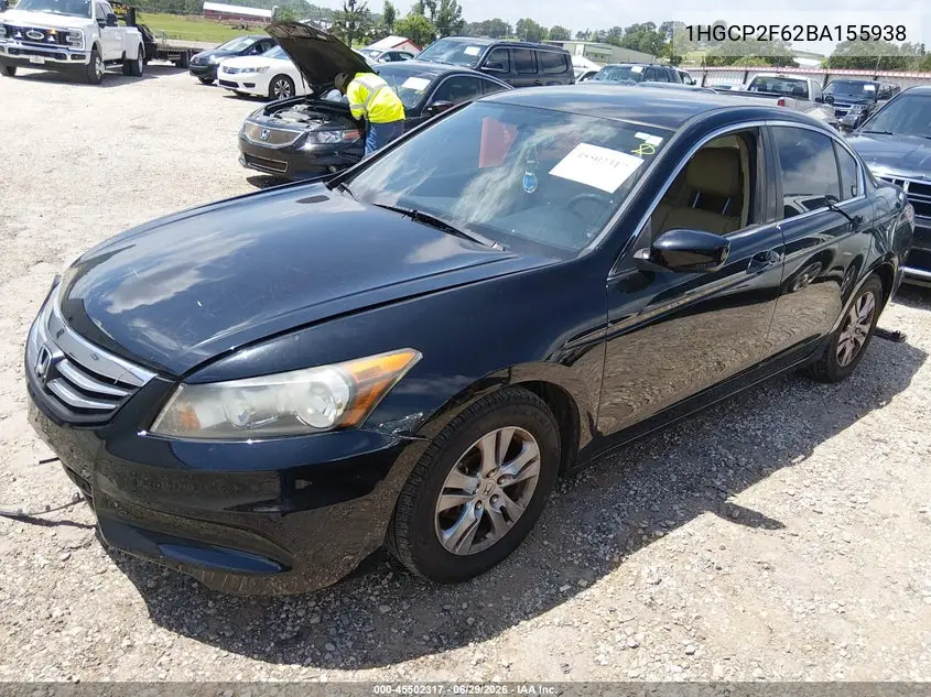 2011 Honda Accord 2.4 Se VIN: 1HGCP2F62BA155938 Lot: 45502317