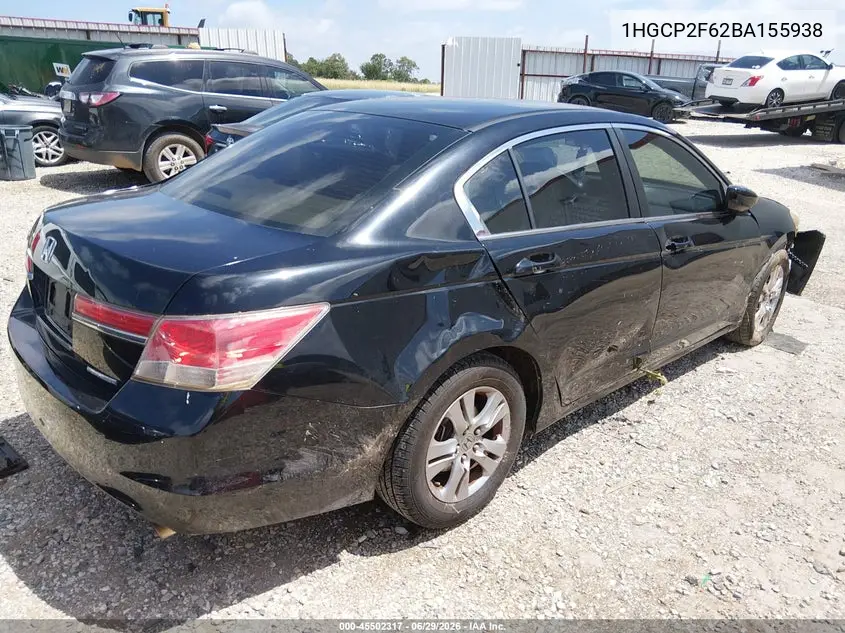 2011 Honda Accord 2.4 Se VIN: 1HGCP2F62BA155938 Lot: 45502317