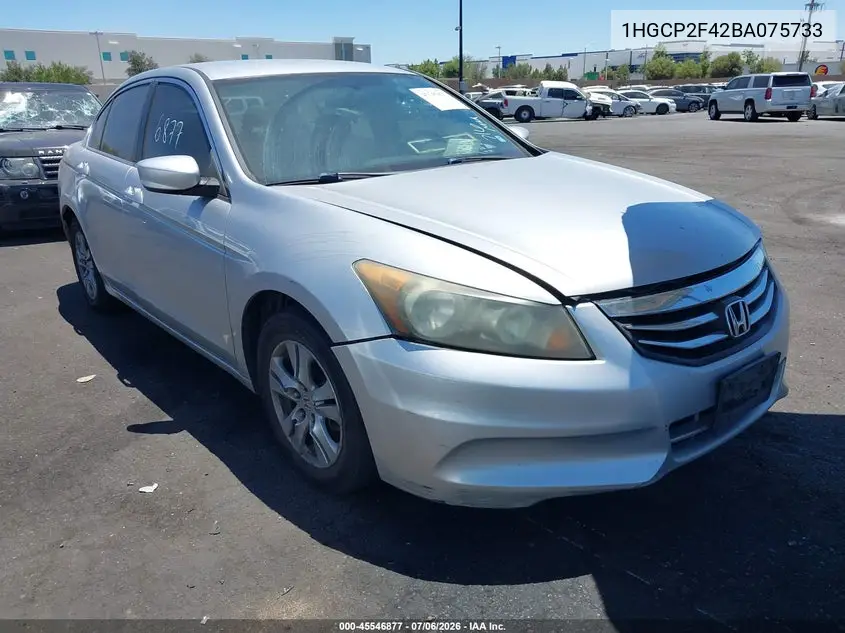 2011 Honda Accord 2.4 Lx-P VIN: 1HGCP2F42BA075733 Lot: 45546877