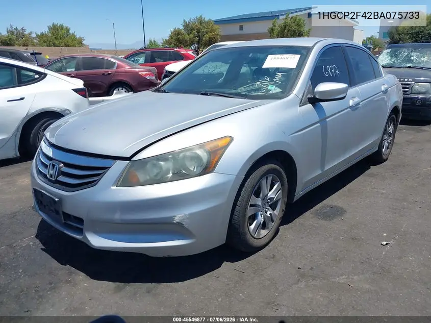2011 Honda Accord 2.4 Lx-P VIN: 1HGCP2F42BA075733 Lot: 45546877