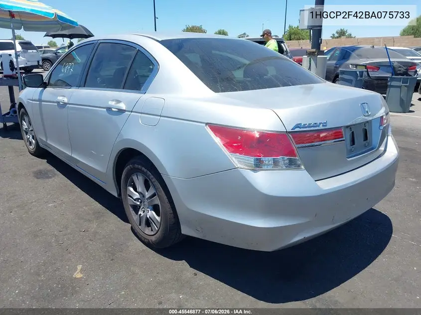 2011 Honda Accord 2.4 Lx-P VIN: 1HGCP2F42BA075733 Lot: 45546877