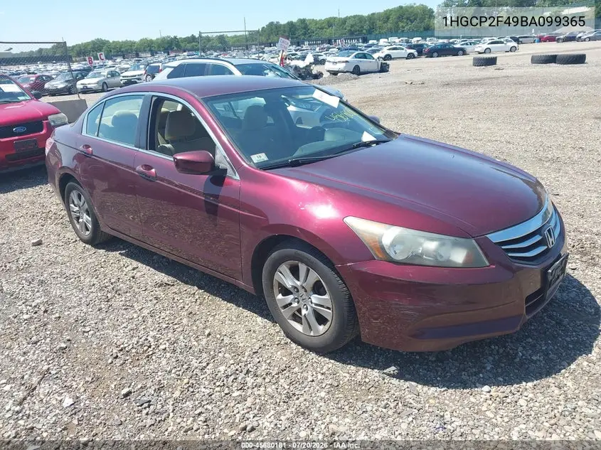 2011 Honda Accord 2.4 Lx-P VIN: 1HGCP2F49BA099365 Lot: 45680181