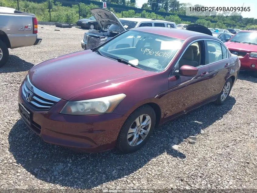 2011 Honda Accord 2.4 Lx-P VIN: 1HGCP2F49BA099365 Lot: 45680181