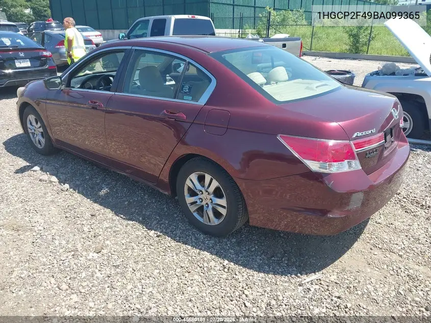 2011 Honda Accord 2.4 Lx-P VIN: 1HGCP2F49BA099365 Lot: 45680181