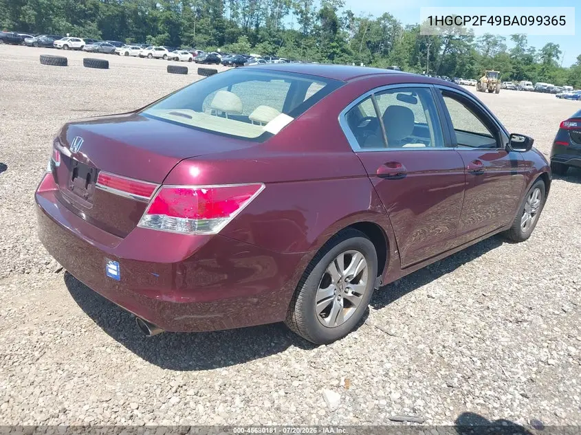 2011 Honda Accord 2.4 Lx-P VIN: 1HGCP2F49BA099365 Lot: 45680181
