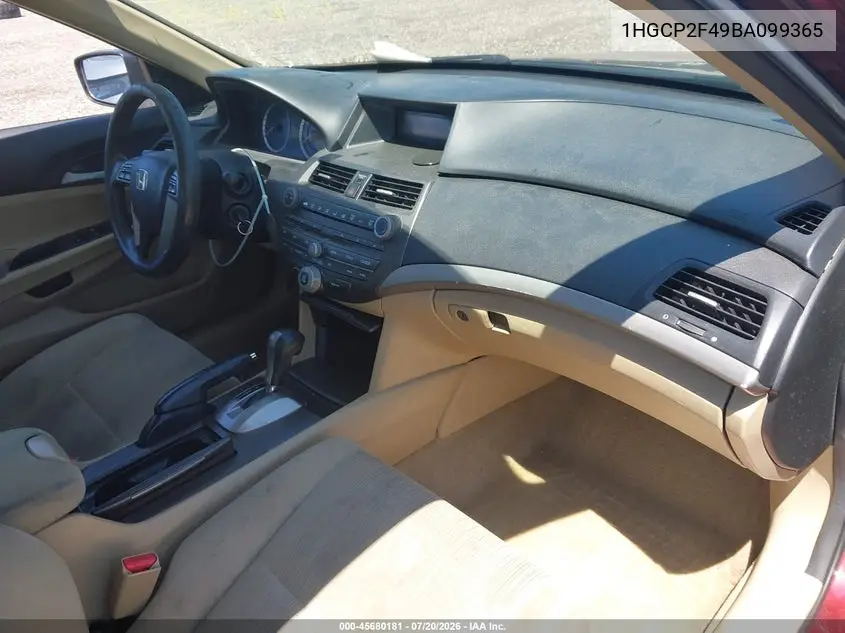 2011 Honda Accord 2.4 Lx-P VIN: 1HGCP2F49BA099365 Lot: 45680181