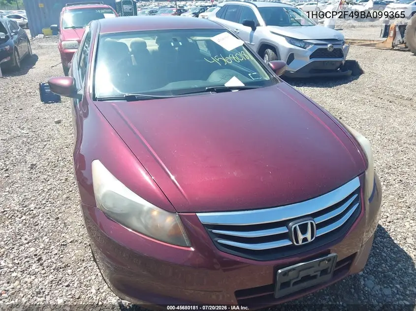 2011 Honda Accord 2.4 Lx-P VIN: 1HGCP2F49BA099365 Lot: 45680181