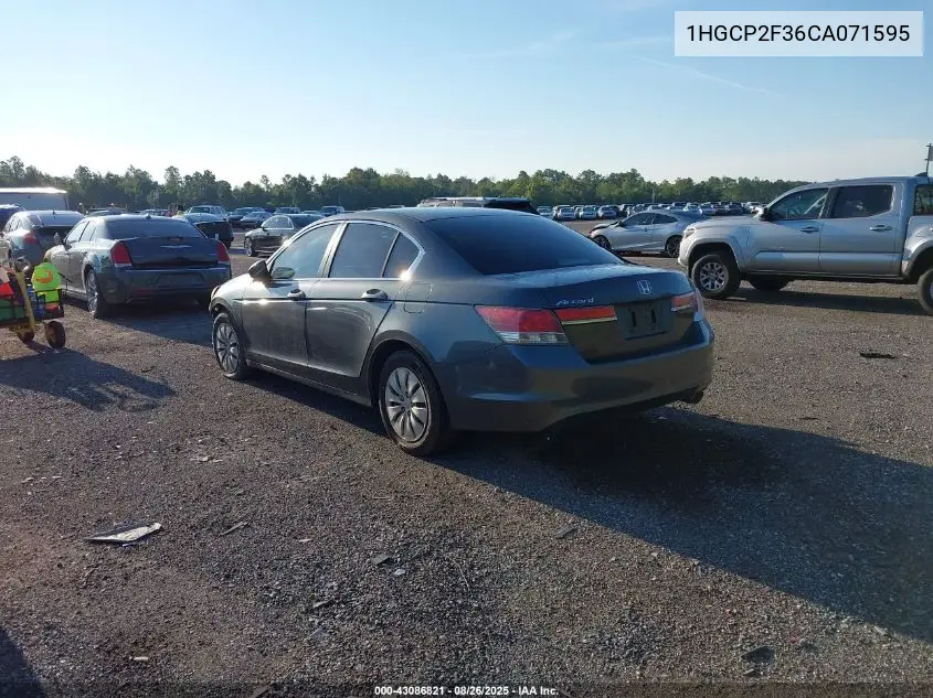 1HGCP2F36CA071595 2012 Honda Accord 2.4 Lx