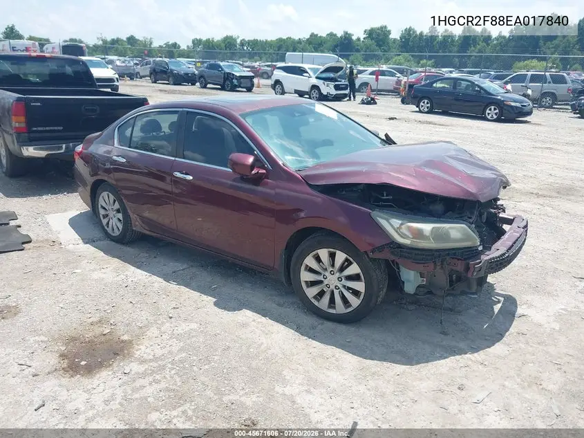 2014 Honda Accord Ex-L VIN: 1HGCR2F88EA017840 Lot: 45671606