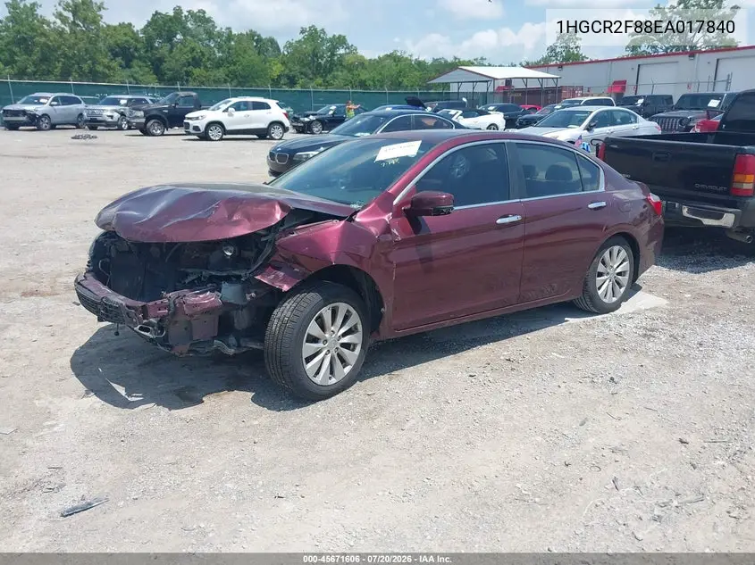 2014 Honda Accord Ex-L VIN: 1HGCR2F88EA017840 Lot: 45671606