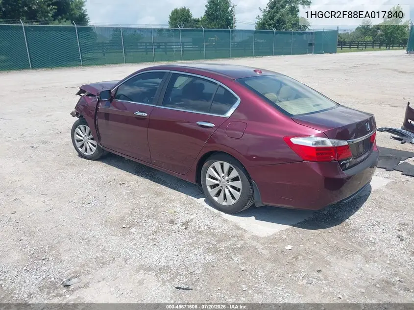 2014 Honda Accord Ex-L VIN: 1HGCR2F88EA017840 Lot: 45671606
