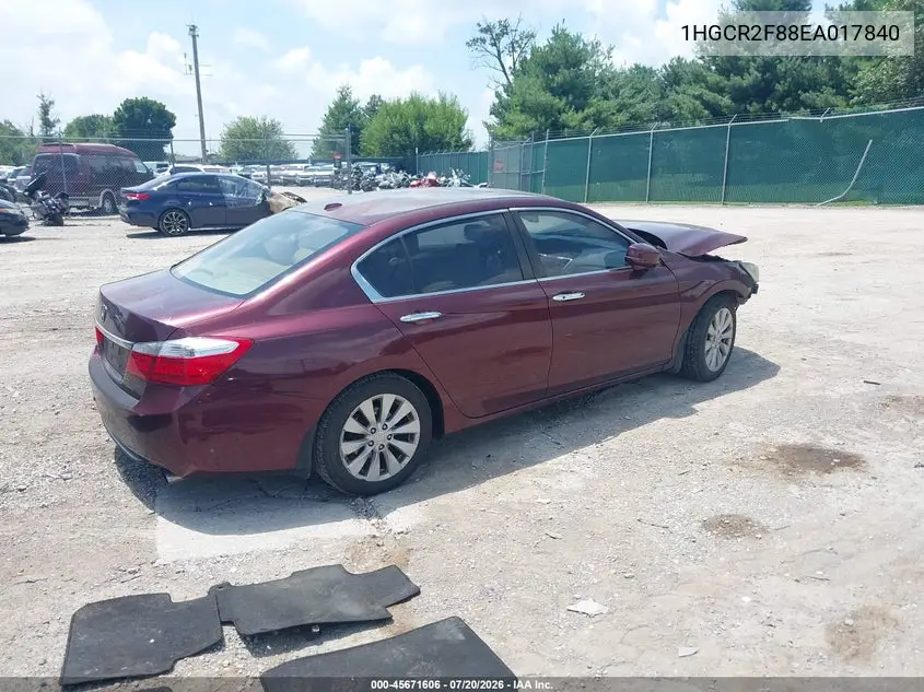 2014 Honda Accord Ex-L VIN: 1HGCR2F88EA017840 Lot: 45671606
