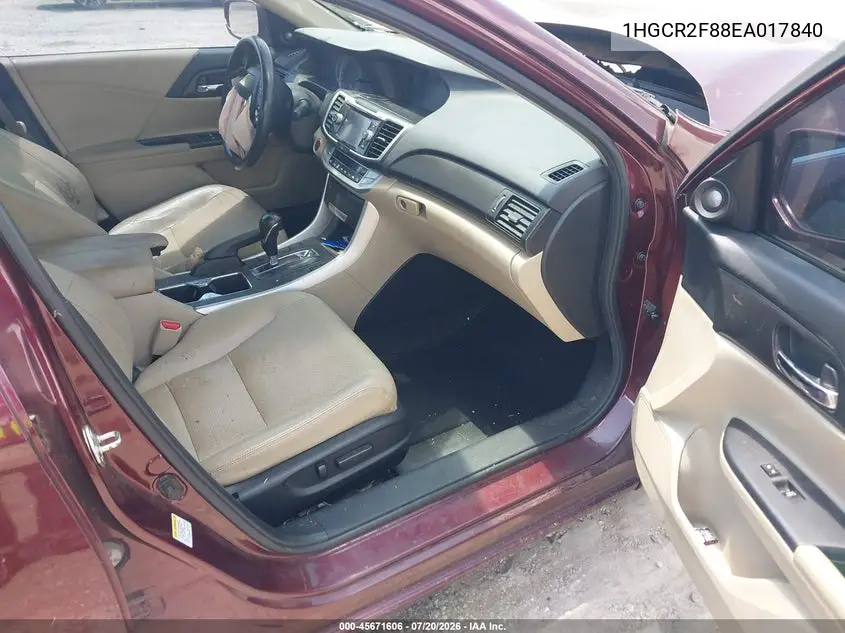 2014 Honda Accord Ex-L VIN: 1HGCR2F88EA017840 Lot: 45671606