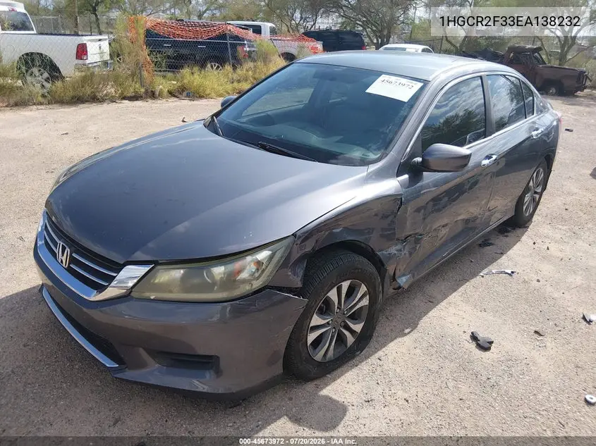 2014 Honda Accord Lx VIN: 1HGCR2F33EA138232 Lot: 45673972