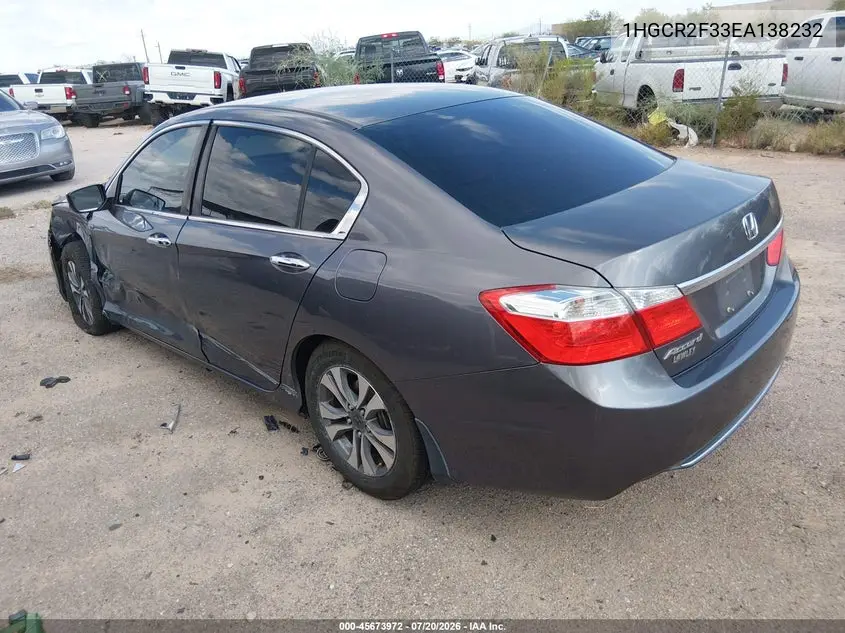 2014 Honda Accord Lx VIN: 1HGCR2F33EA138232 Lot: 45673972