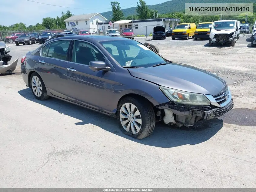 2015 Honda Accord Ex-L V-6 VIN: 1HGCR3F86FA018430 Lot: 45601883