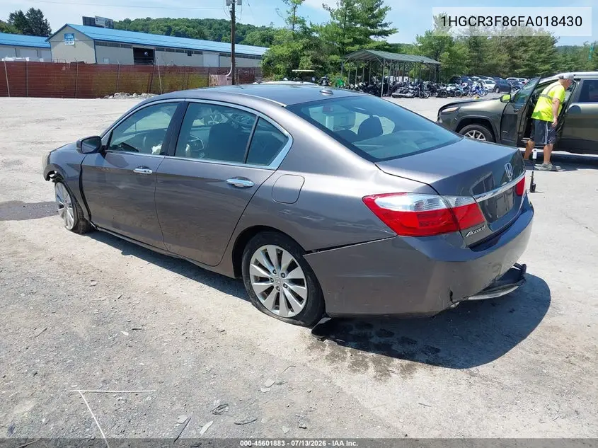 2015 Honda Accord Ex-L V-6 VIN: 1HGCR3F86FA018430 Lot: 45601883