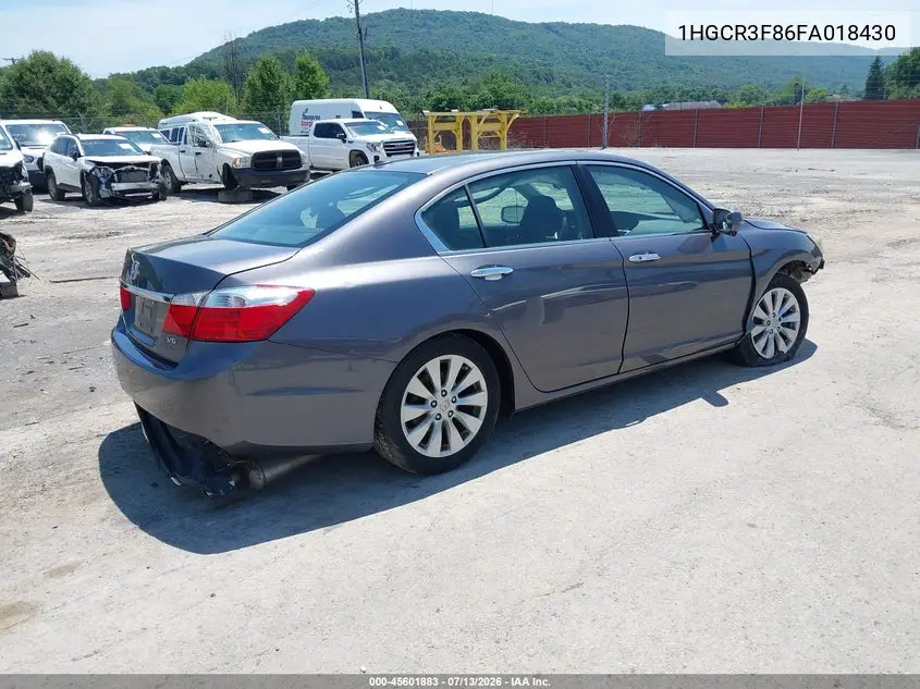 2015 Honda Accord Ex-L V-6 VIN: 1HGCR3F86FA018430 Lot: 45601883