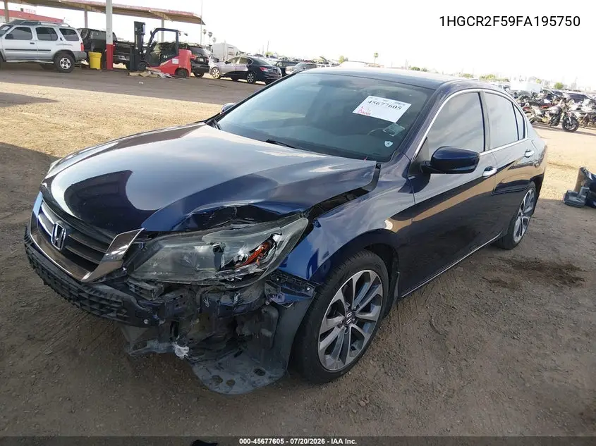 2015 Honda Accord Sport VIN: 1HGCR2F59FA195750 Lot: 45677605