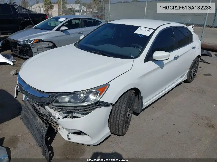 1HGCR2F51GA132238 2016 Honda Accord Sport