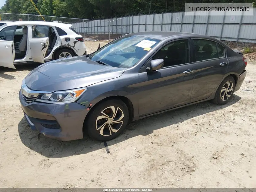 2016 Honda Accord Lx VIN: 1HGCR2F30GA138580 Lot: 45203279