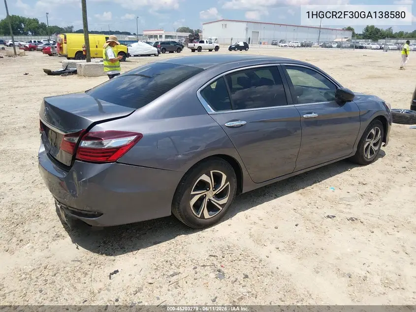 2016 Honda Accord Lx VIN: 1HGCR2F30GA138580 Lot: 45203279