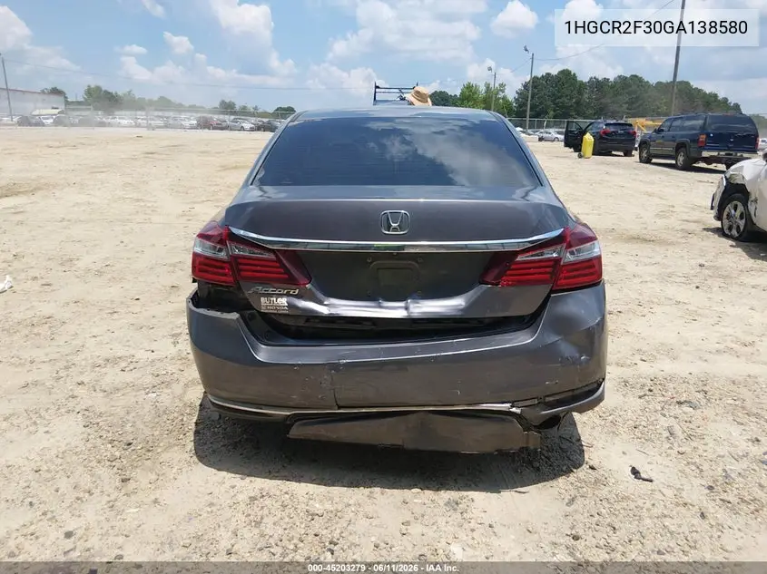 2016 Honda Accord Lx VIN: 1HGCR2F30GA138580 Lot: 45203279