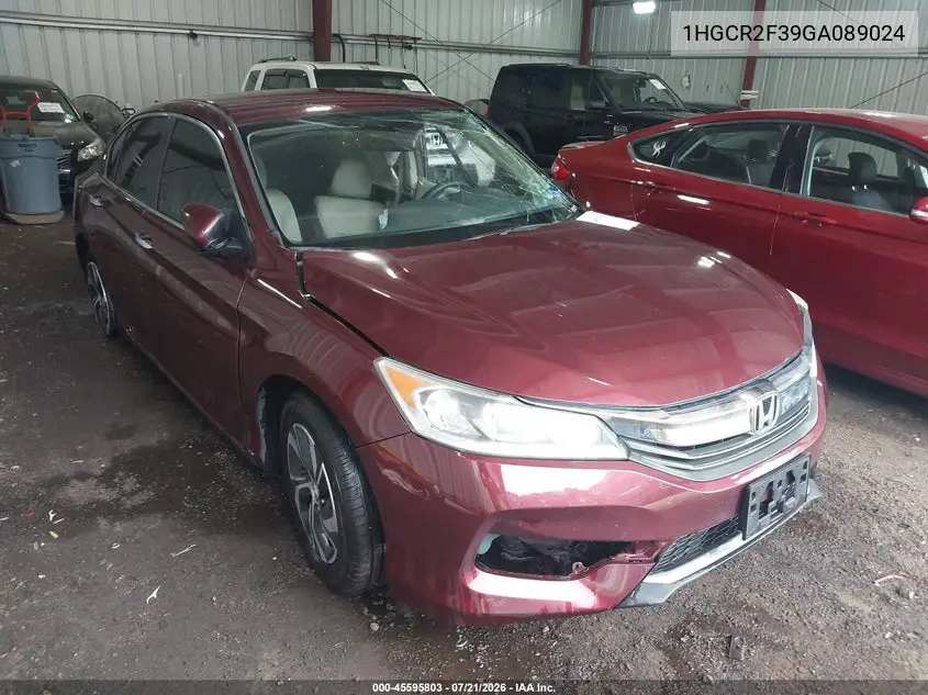 2016 Honda Accord Lx VIN: 1HGCR2F39GA089024 Lot: 45595803