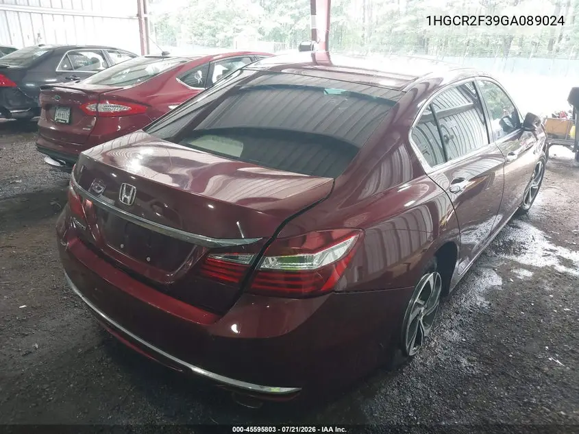 2016 Honda Accord Lx VIN: 1HGCR2F39GA089024 Lot: 45595803