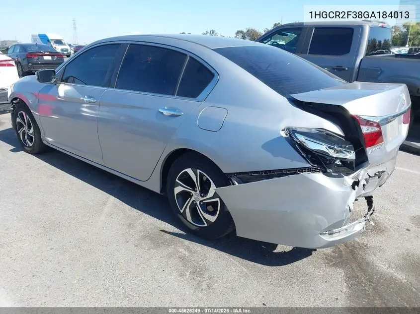 2016 Honda Accord Lx VIN: 1HGCR2F38GA184013 Lot: 45626249