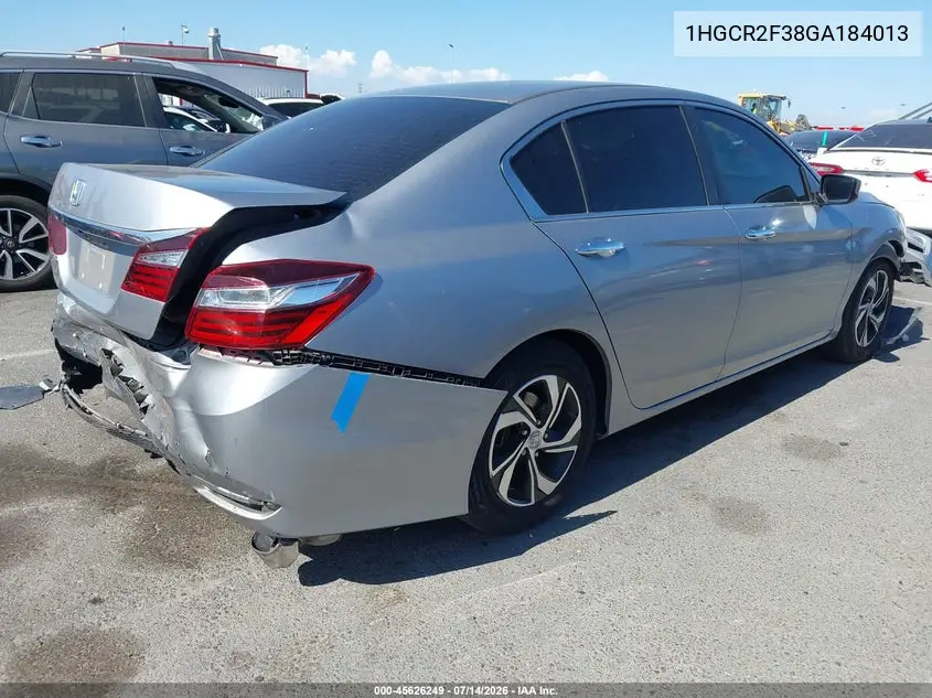 2016 Honda Accord Lx VIN: 1HGCR2F38GA184013 Lot: 45626249