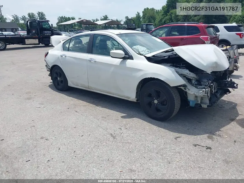2016 Honda Accord Lx VIN: 1HGCR2F31GA191787 Lot: 45688160