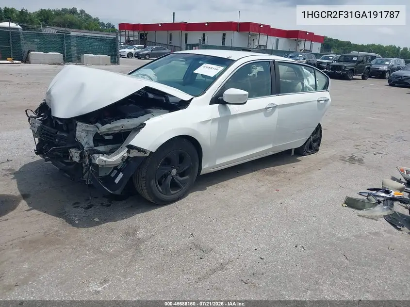 2016 Honda Accord Lx VIN: 1HGCR2F31GA191787 Lot: 45688160