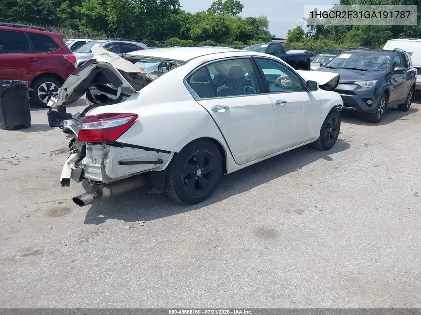 2016 Honda Accord Lx VIN: 1HGCR2F31GA191787 Lot: 45688160