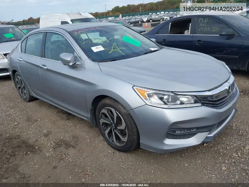 1HGCR2F94HA205204 2017 Honda Accord Ex-L