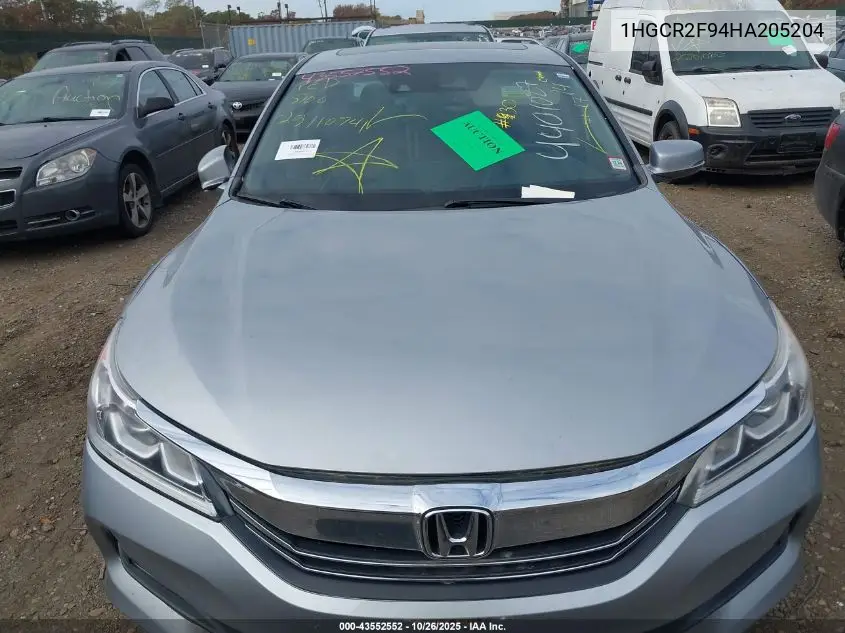 1HGCR2F94HA205204 2017 Honda Accord Ex-L