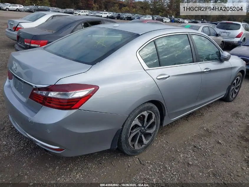 1HGCR2F94HA205204 2017 Honda Accord Ex-L