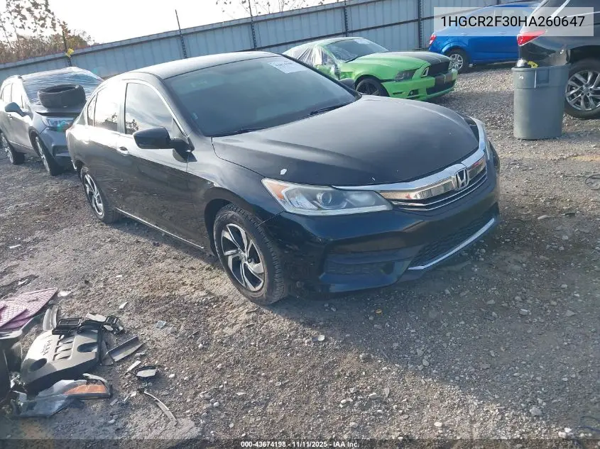 1HGCR2F30HA260647 2017 Honda Accord Lx