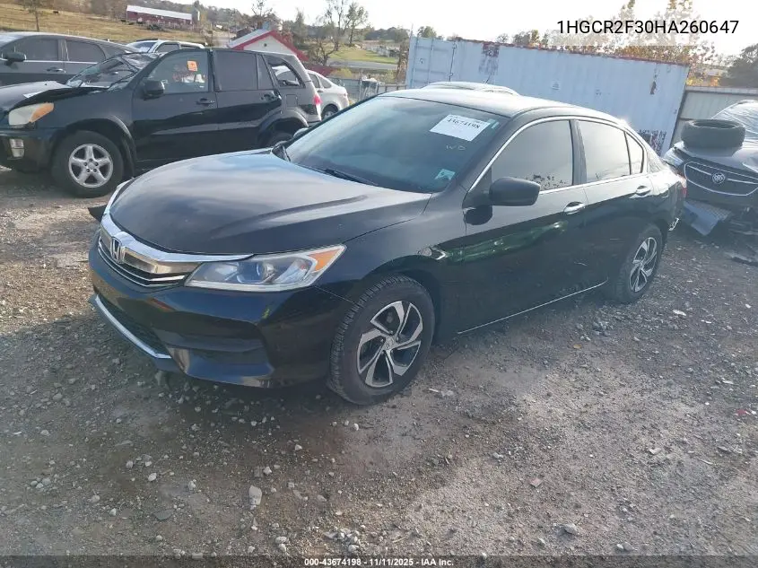 1HGCR2F30HA260647 2017 Honda Accord Lx