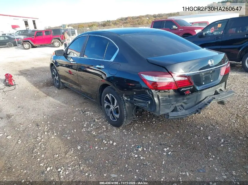 1HGCR2F30HA260647 2017 Honda Accord Lx