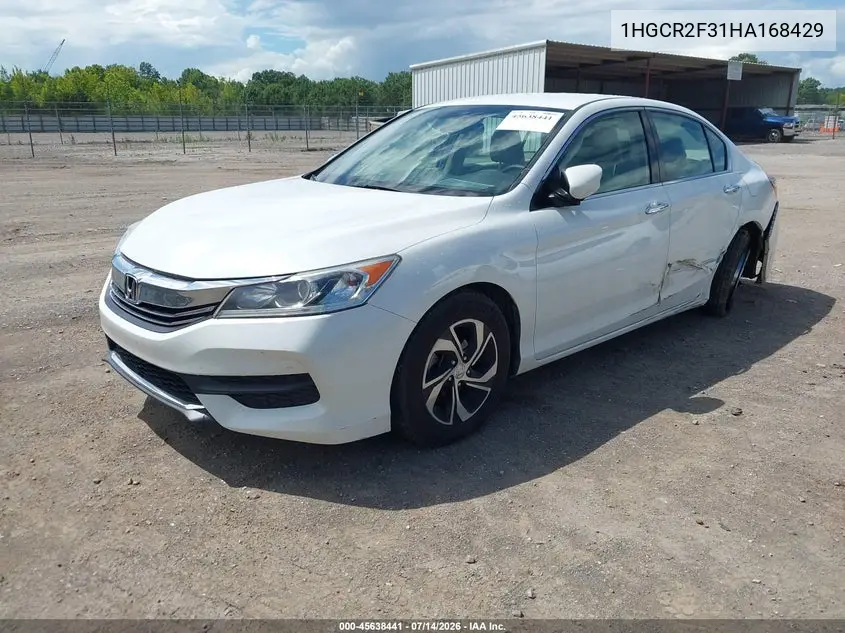 2017 Honda Accord Lx VIN: 1HGCR2F31HA168429 Lot: 45638441