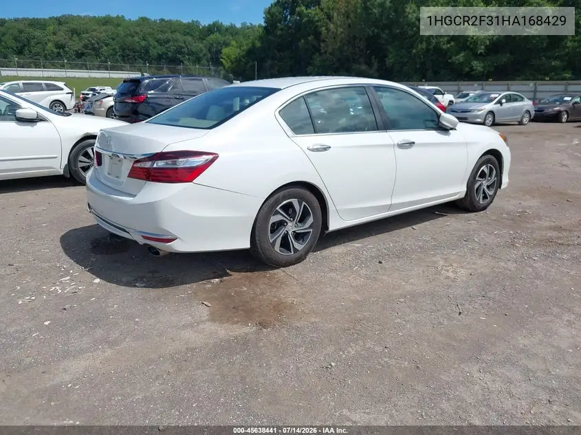 2017 Honda Accord Lx VIN: 1HGCR2F31HA168429 Lot: 45638441