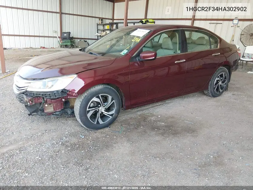 2017 Honda Accord Lx VIN: 1HGCR2F34HA302902 Lot: 45683813