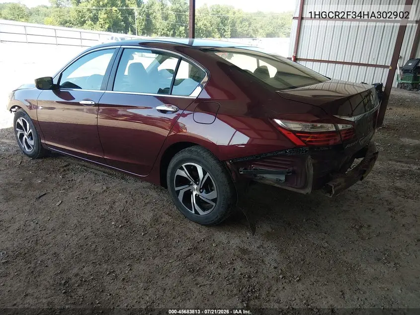 2017 Honda Accord Lx VIN: 1HGCR2F34HA302902 Lot: 45683813