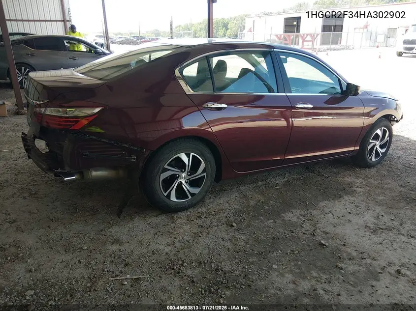2017 Honda Accord Lx VIN: 1HGCR2F34HA302902 Lot: 45683813