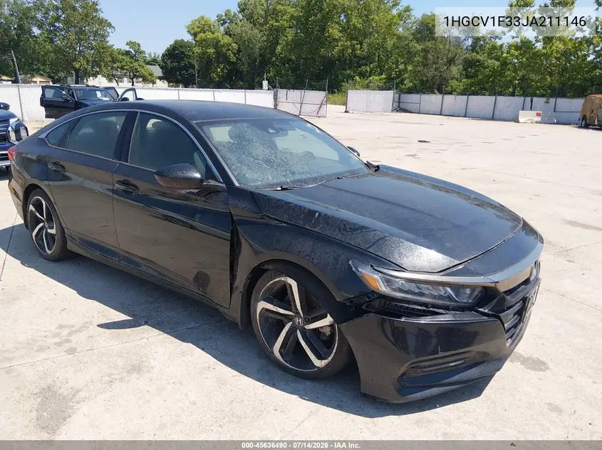 2018 Honda Accord Sport VIN: 1HGCV1F33JA211146 Lot: 45636490